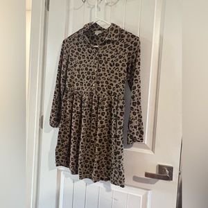 Girls Cherokee Long Sleeve Animal Print Cheetah Dress Size Large